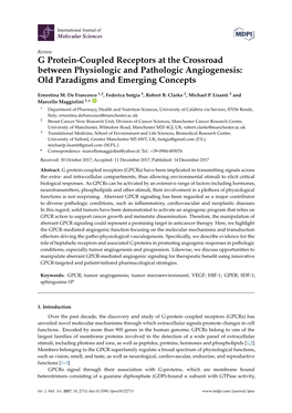 G Protein-Coupled Receptors at the Crossroad Between Physiologic and Pathologic Angiogenesis: Old Paradigms and Emerging Concepts