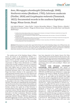 Check List 8(1): 138-142, 2012 © 2012 Check List and Authors Chec List ISSN 1809-127X (Available at Journal of Species Lists and Distribution