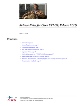 Release Notes for Cisco CTI OS, Release 7.5(1)