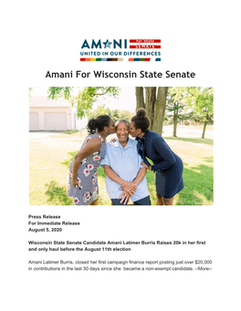 Amani for Wisconsin State Senate