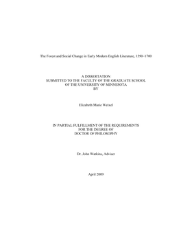 The Forest and Social Change in Early Modern English Literature, 1590–1700