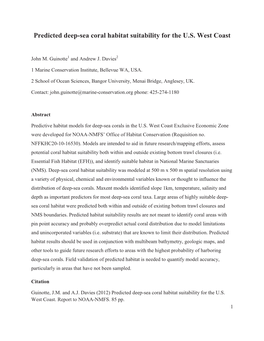 Predicted Deep-Sea Coral Habitat Suitability for the U.S. West Coast