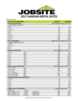 2021 Master Rate Card July 1St.Xlsx