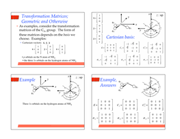 Transformation Matrices; Geometric and Otherwise Cartesian Basis: Example Example, Answers
