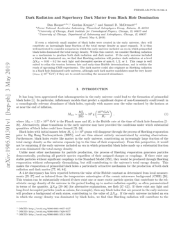 Arxiv:1905.01301V1 [Hep-Ph] 3 May 2019 Radiation and Dark Matter [77, 80, 84]