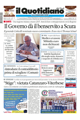 Il Governo Dà Il Benservito a Scura Il Generale Cotticelli Nominato Nuovo Commissario