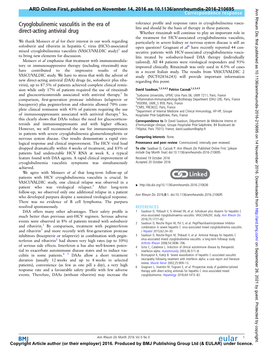 Cryoglobulinemic Vasculitis in the Era of Direct-Acting Antiviral Drug