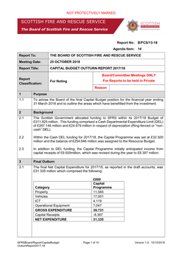 Capital Budget Outturn 2017/18