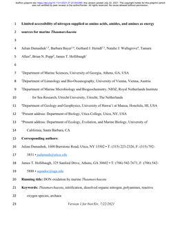 Limited Accessibility of Nitrogen Supplied As Amino Acids, Amides, and Amines As Energy