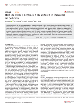 Half the World's Population Are Exposed to Increasing Air Pollution