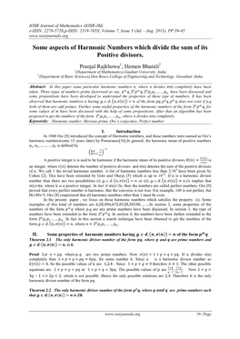 Some Aspects of Harmonic Numbers Which Divide the Sum of Its Positive Divisors