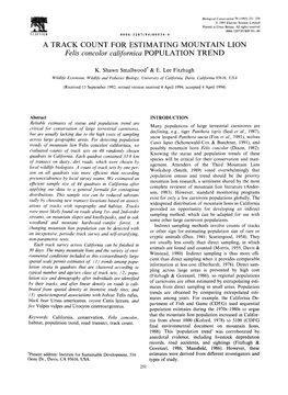 A TRACK COUNT for ESTIMATING MOUNTAIN LION Felis Concolor Californica POPULATION TREND