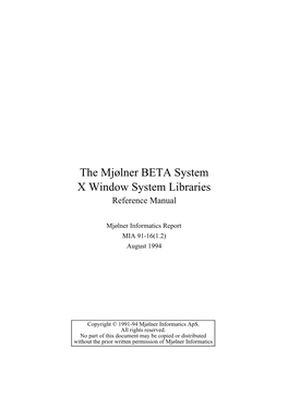 X Window System Libraries Reference Manual