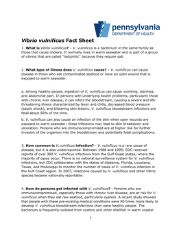 Vibrio Vulnificus Fact Sheet