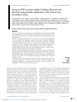 Using an FFQ to Assess Intakes of Dietary Flavonols and Flavones