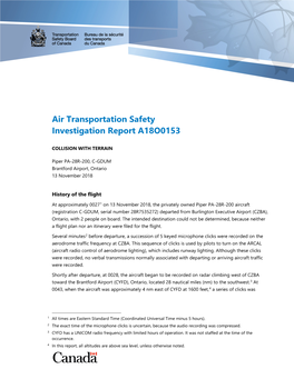 Air Transportation Safety Investigation Report A18O0153