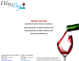 ONLINE AUCTION Benefitting the National Parkinson Foundation*