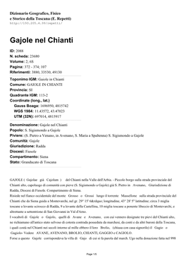 Gajole Nel Chianti