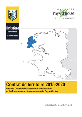 Contrat De Territoire 2015-2020 Entre Le Conseil Départemental Du Finistère Et La Communauté De Communes Du Pays D’Iroise