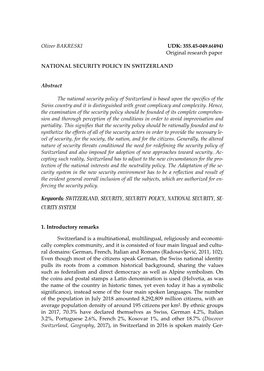 Oliver BAKRESKI UDK: 355.45-049.6(494) Original Research Paper