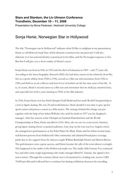 Sonja Henie, Norwegian Star in Hollywood