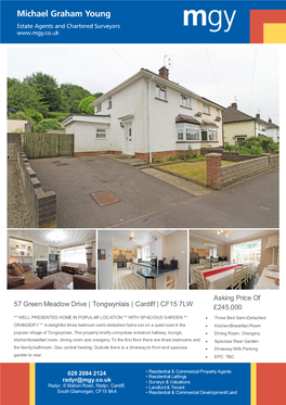 57 Green Meadow Drive | Tongwynlais | Cardiff | CF15 7LW Asking Price of £245,000