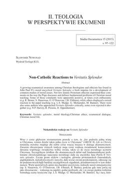 Ii. Teologia W Perspektywie Ekumenii