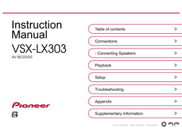 VSX-LX303 - Connecting Speakers AV RECEIVER