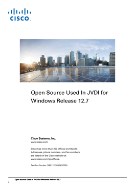 Open Source Used in JVDI for Windows Release 12.7