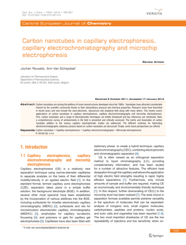 2. Carbon Nanotubes in Capillary Electrophoresis