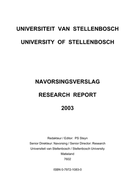 Universiteit Van Stellenbosch University Of