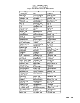 State Route Listing