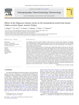 Effects of the Oligocene Climatic Events on the Foraminiferal Record from Fuente Caldera Section (Spain, Western Tethys)