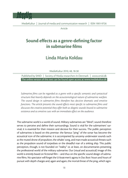 Sound Effects As a Genre-Defining Factor in Submarine Films Linda