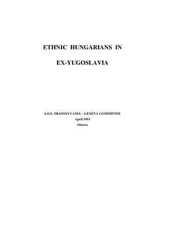 Ethnic Hungarians in Ex-Yugoslavia