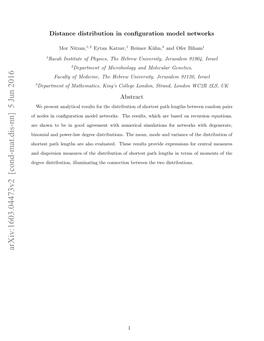 Distance Distribution in Configuration Model Networks