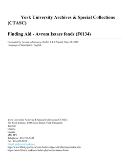 Avrom Isaacs Fonds (F0134)