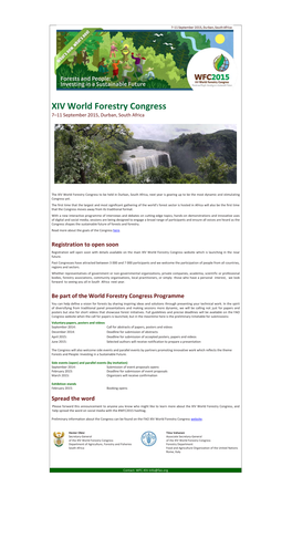 XIV World Forestry Congress 7–11 September 2015, Durban, South Africa