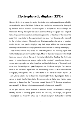 Electrophoretic Displays (EPD)