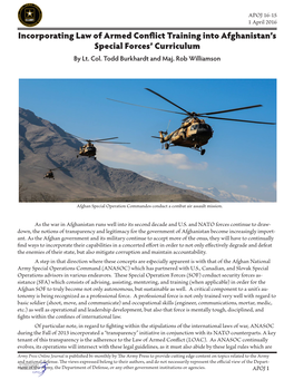 Incorporating Law of Armed Conflict Training Into Afghanistan's Special Forces' Curriculum