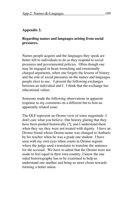 Languges 189 Appendix 2. Regarding Names and Languages Arising From