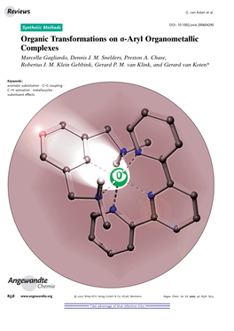 Aryl Organometallic Complexes Marcella Gagliardo, Dennis J