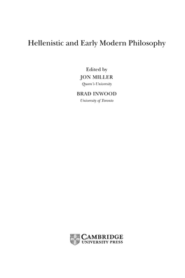 Hellenistic and Early Modern Philosophy