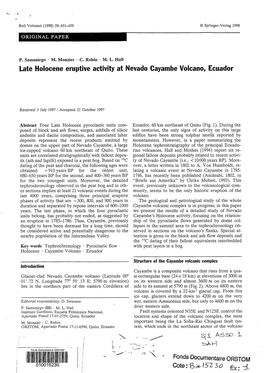 Late Holocene Eruptive Activity at Nevado Cayambe Volcano, Ecuador