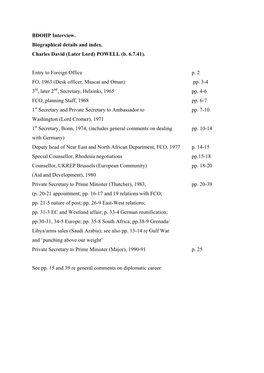 (Later Lord) POWELL (B. 6.7.41). Entry to Foreign Office P. 2 FO, 1963