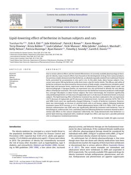 Lipid-Lowering Effect of Berberine in Human Subjects and Rats