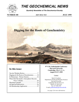THE GEOCHEMICAL NEWS Quarterly Newsletter of the Geochemical Society