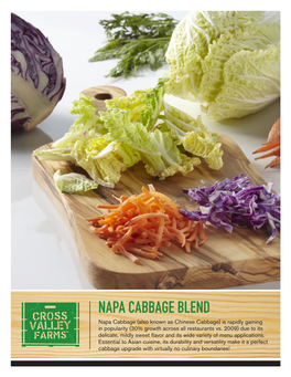 NAPA CABBAGE BLEND Napa Cabbage (Also Known As Chinese Cabbage) Is Rapidly Gaining in Popularity (30% Growth Across All Restaurants Vs