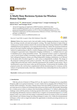 A Multi-Tone Rectenna System for Wireless Power Transfer