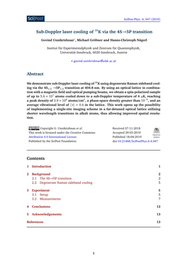 Sub-Doppler Laser Cooling of 39K Via the 4S→5P Transition